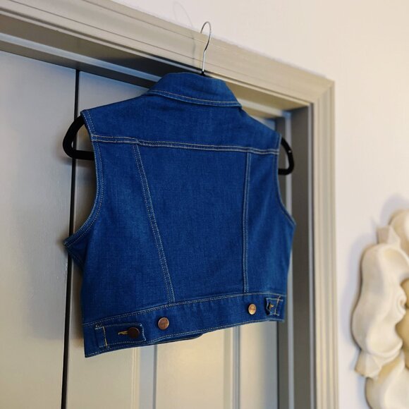 Wrangler Cropped Denim Vest 💙 Western Americana • Y2K Revival - Picture 5 of 7